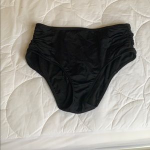 High wasted black swim bottoms.